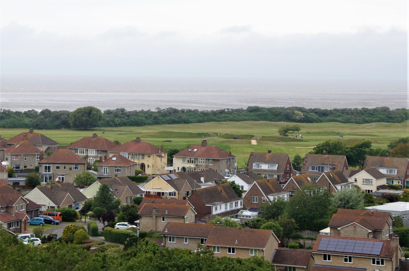 View north-west over Uphill, Golf course and coastal edge in LCA C1.